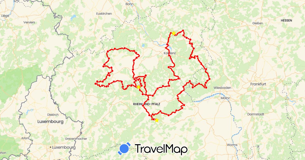 TravelMap itinerary: driving, mopped in Germany (Europe)